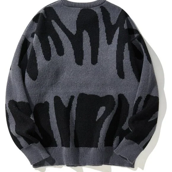 Grey Casual Mens Graphic Pattern Sweater - Picture 2 of 5